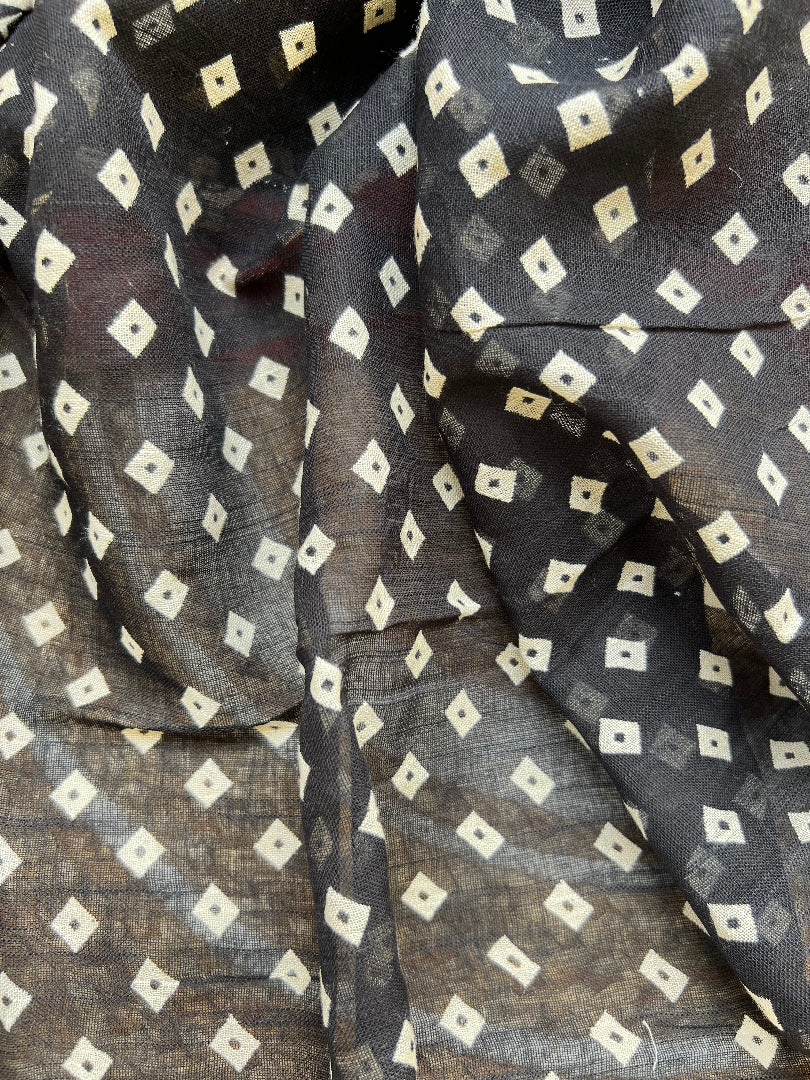Black linen cotton saree
