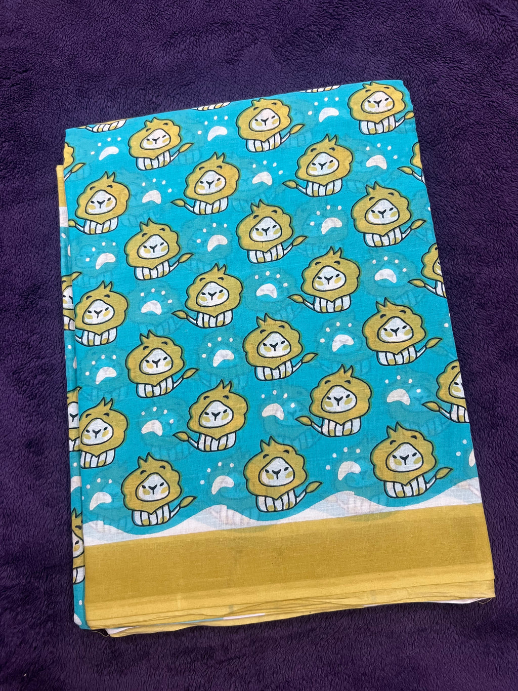 Lion print mul cotton saree