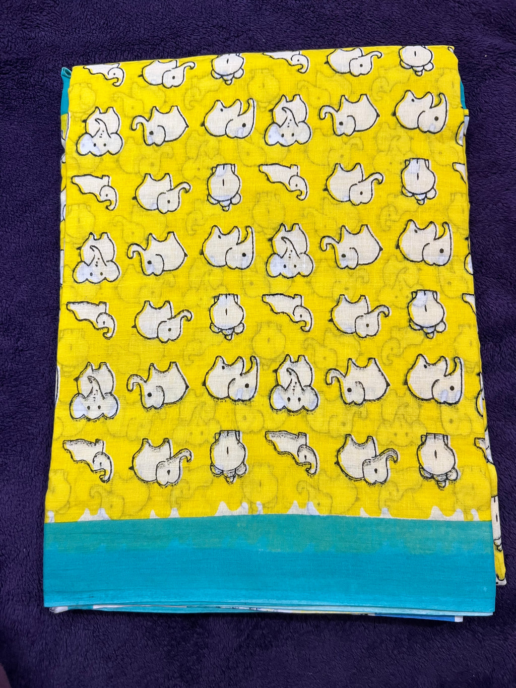 Elephant print mul cotton saree