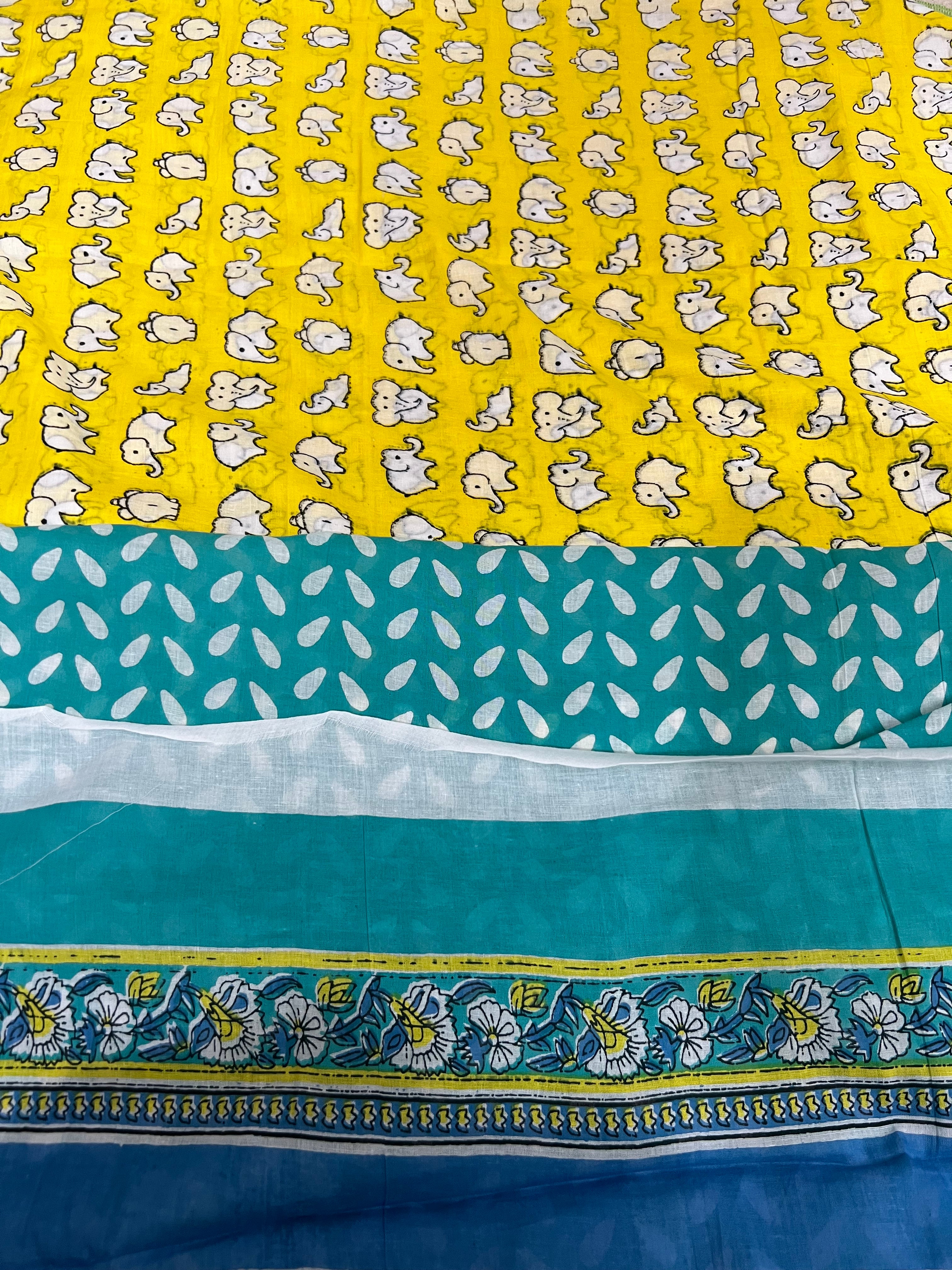 Elephant print mul cotton saree