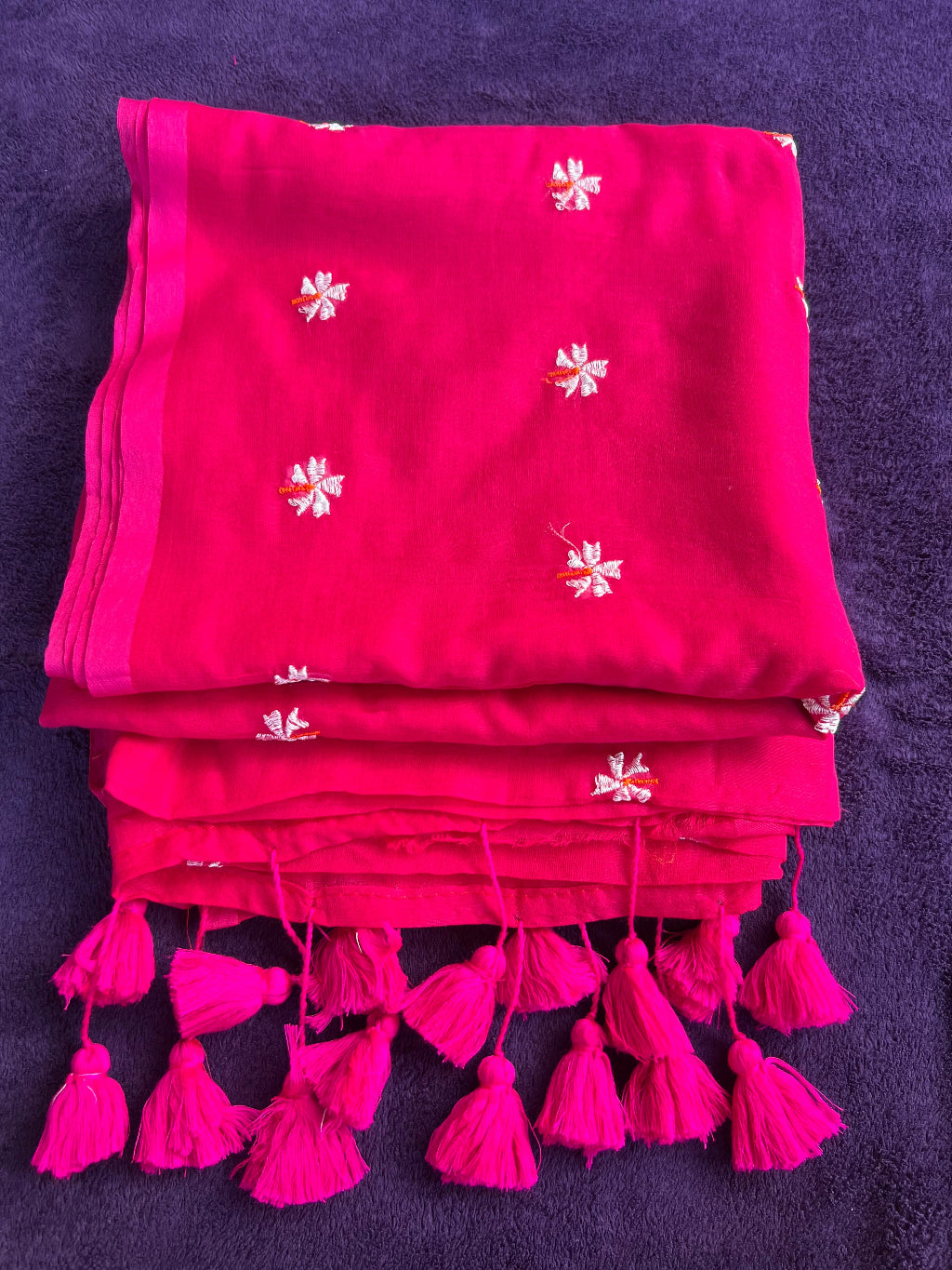 Embroidered mul cotton saree