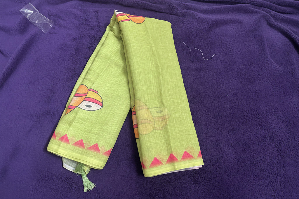 Nritya-Lipi Linen saree ( two women in dance pose)