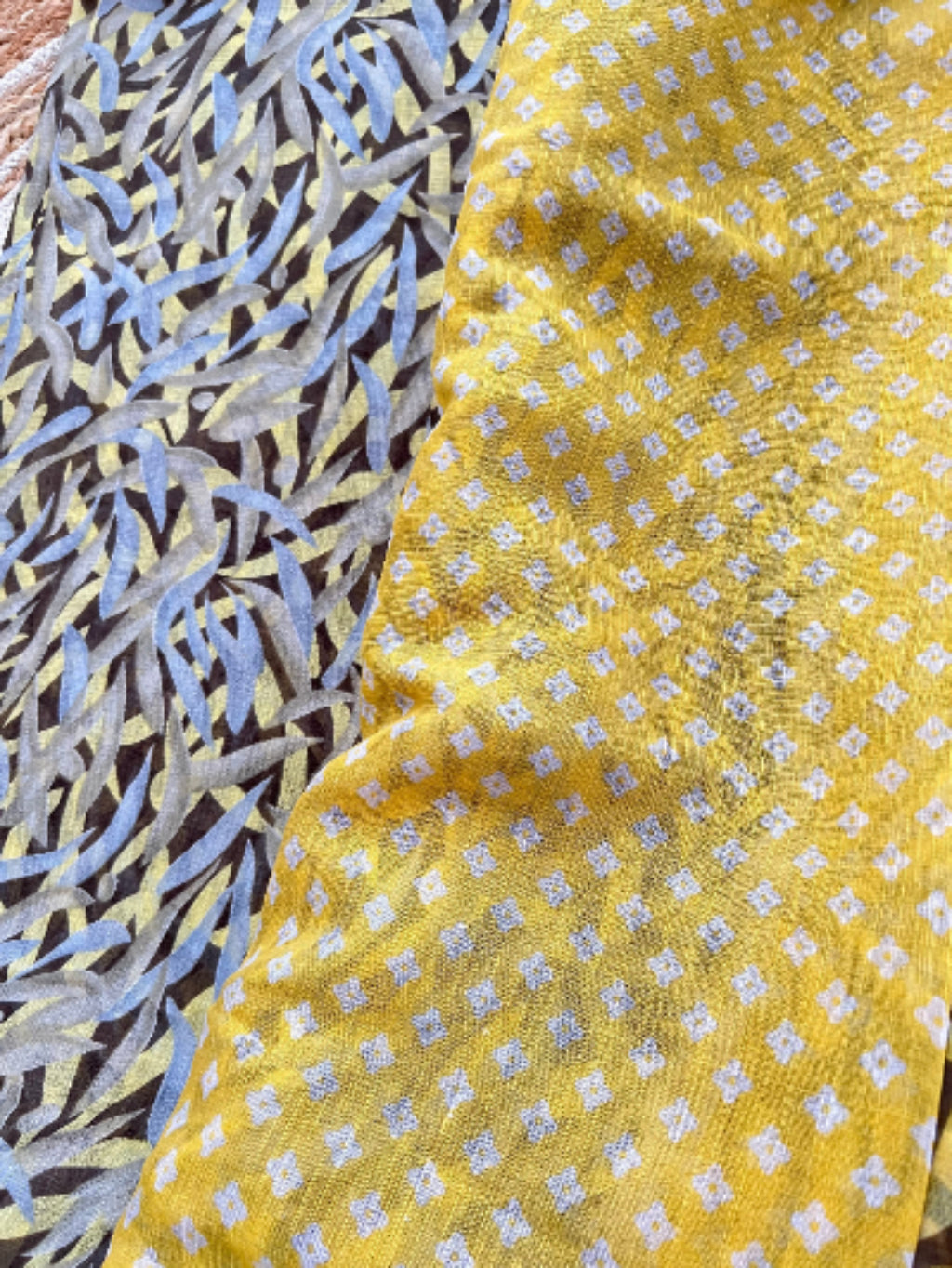 Yellow tiger print linen by cotton saree