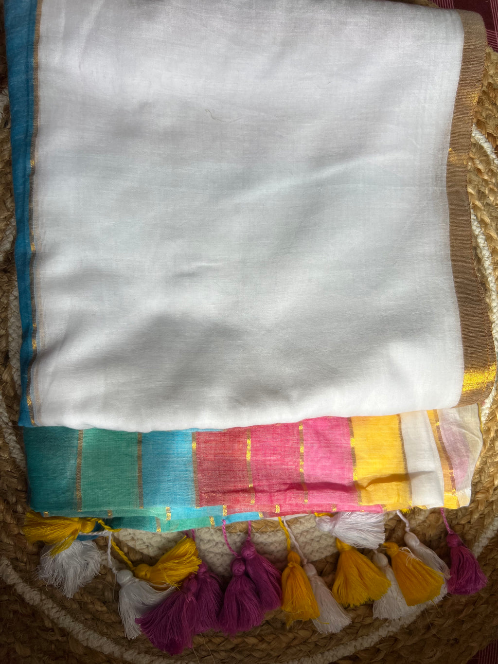 Indradhanush - Rainbow mul cotton saree