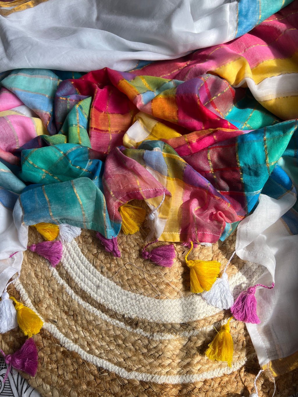 Indradhanush - Rainbow mul cotton saree