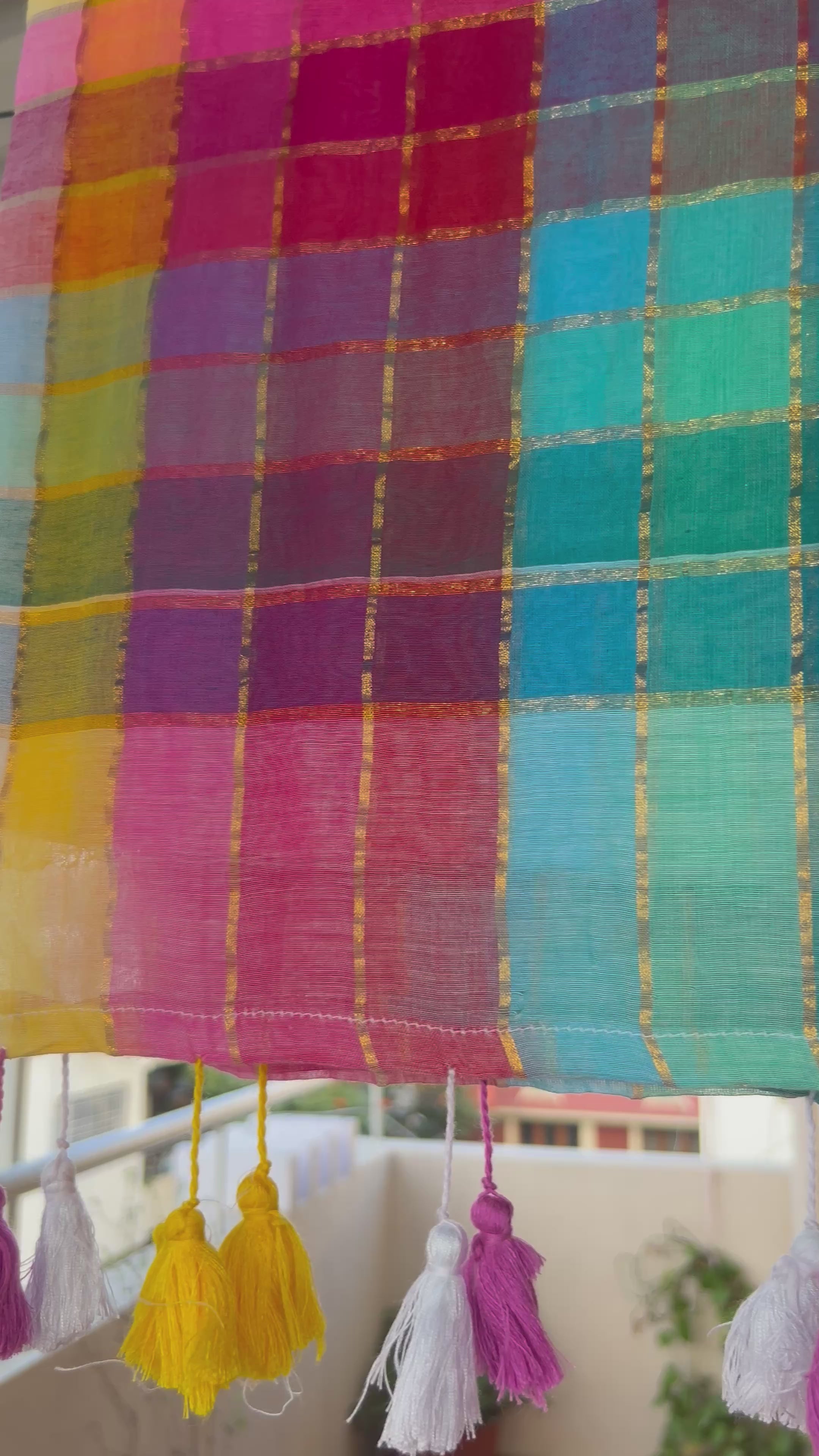 Indradhanush - Rainbow mul cotton saree