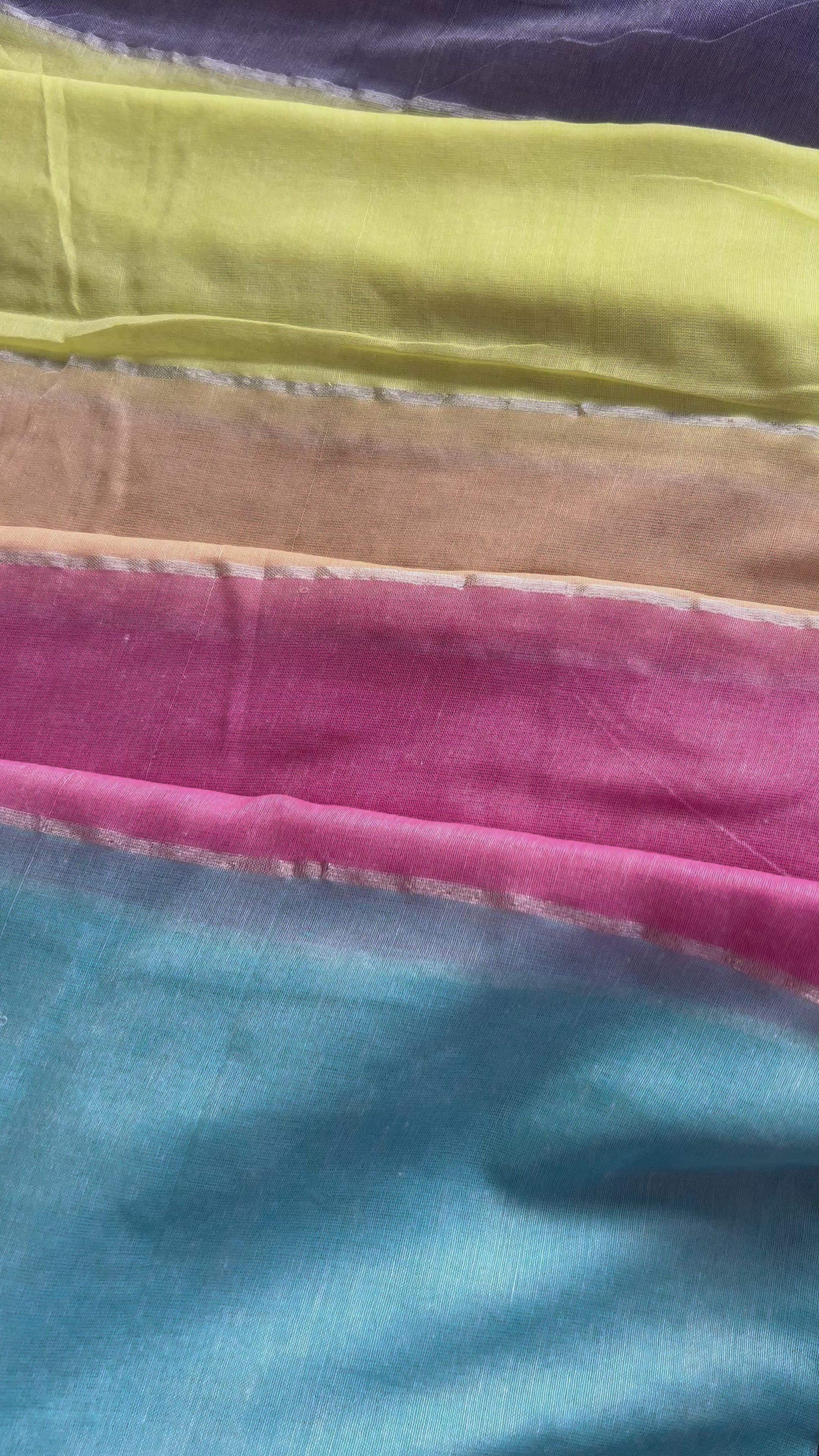 Multi color mul cotton saree