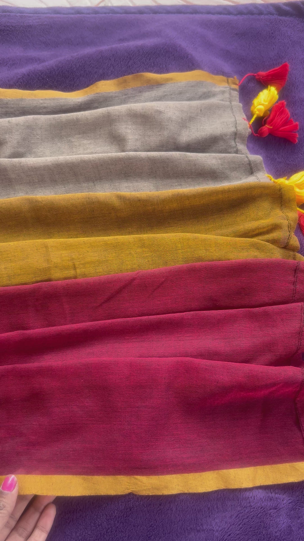 Mustard Musings - Three tone mul cotton saree