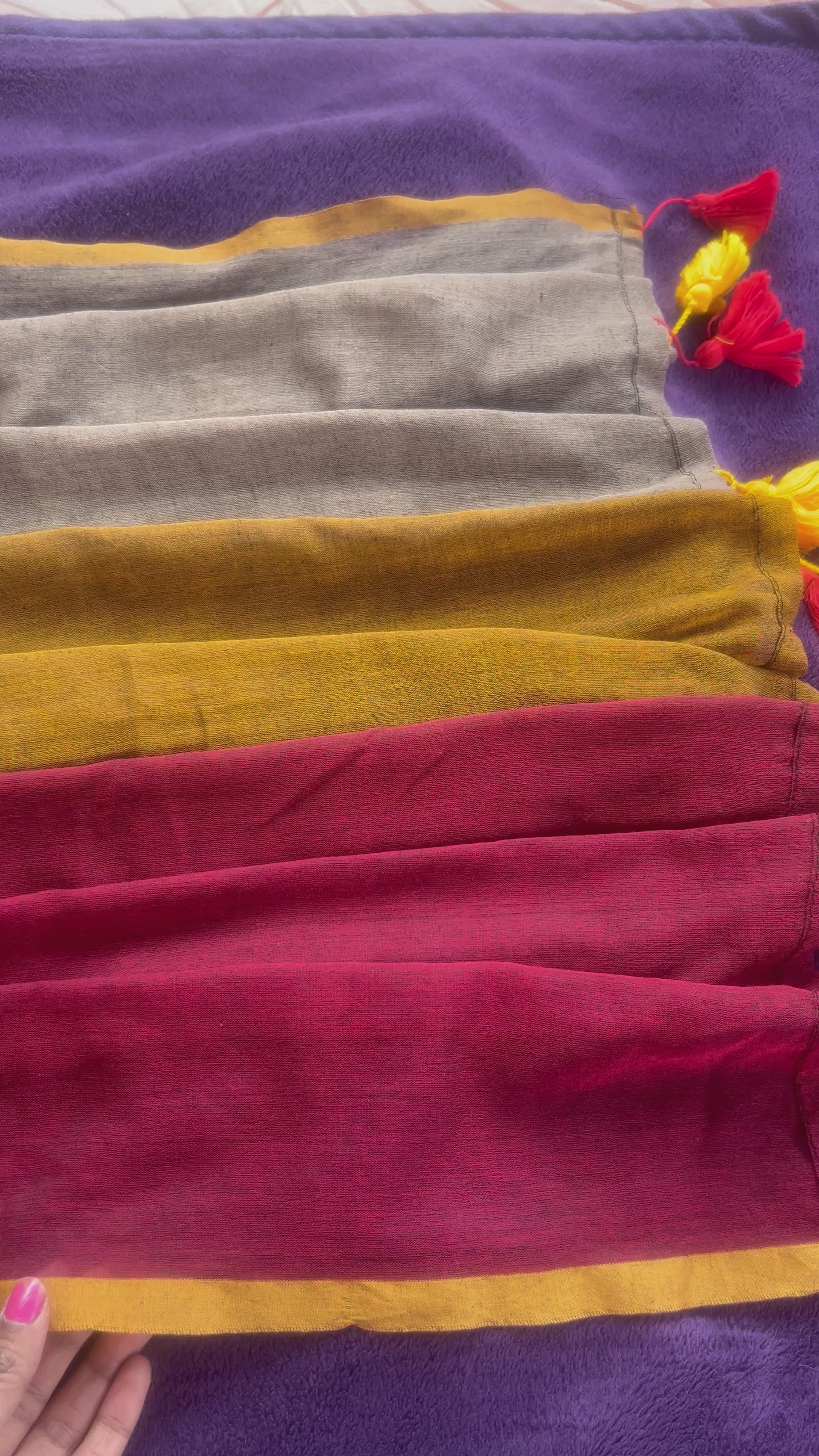 Mustard Musings - Three tone mul cotton saree