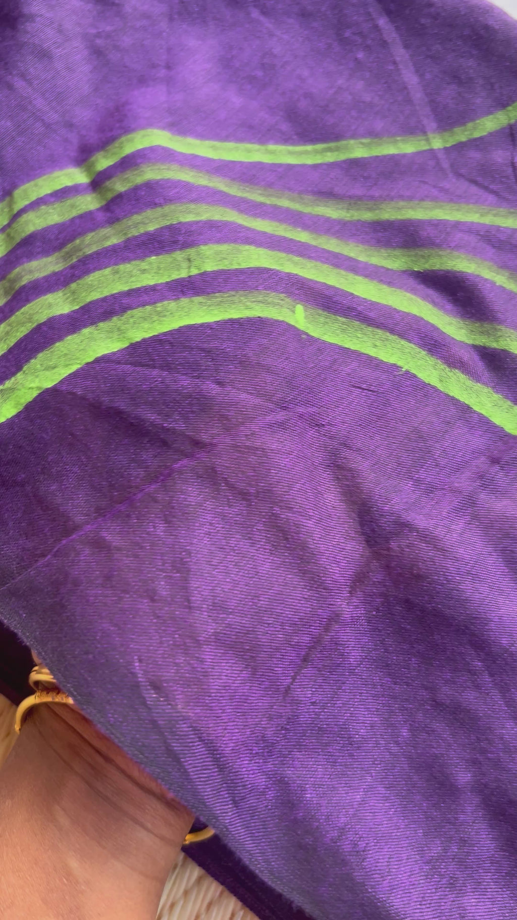 Hand painted purple mul cotton saree purple