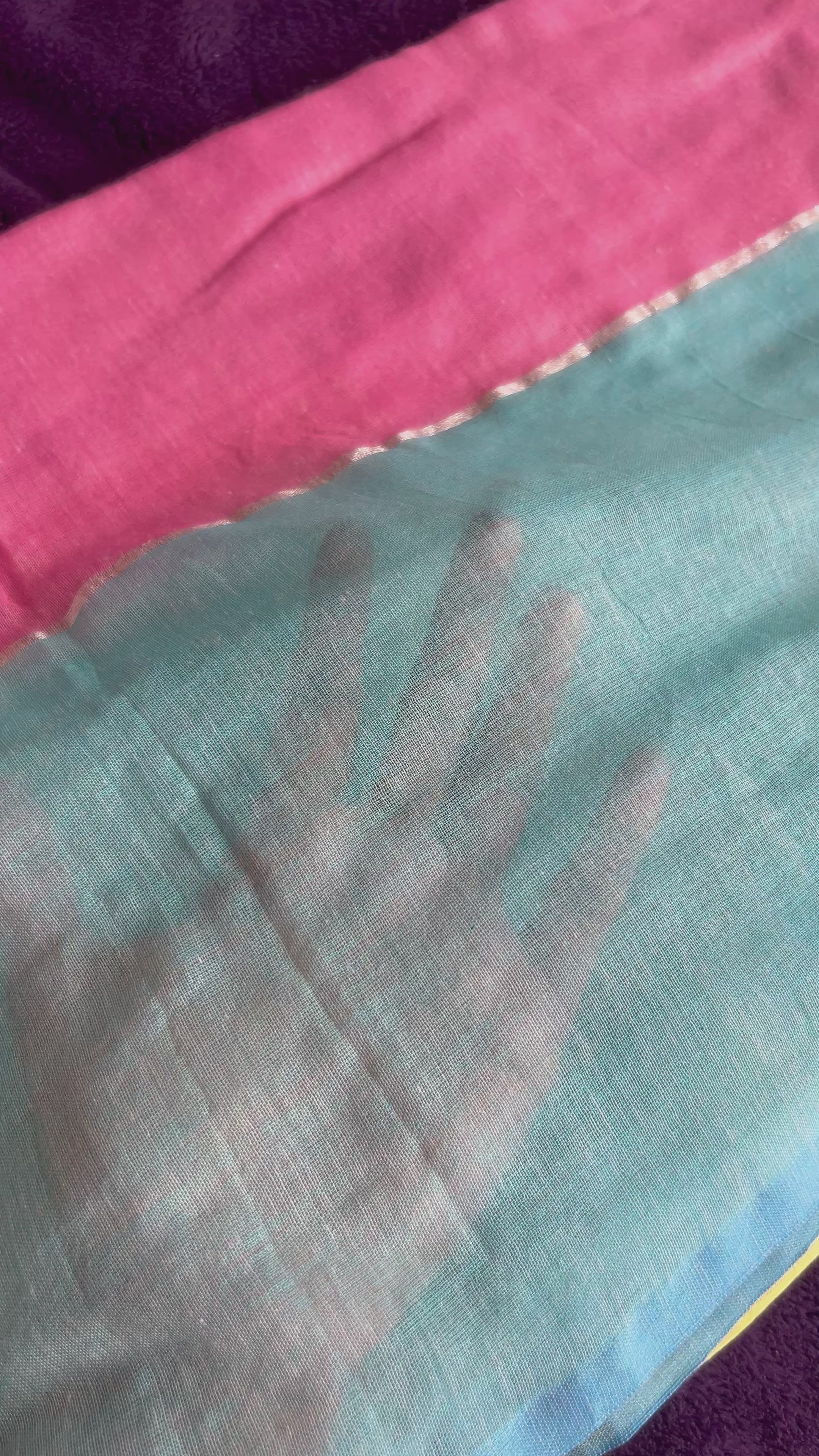 Multi color mul cotton saree