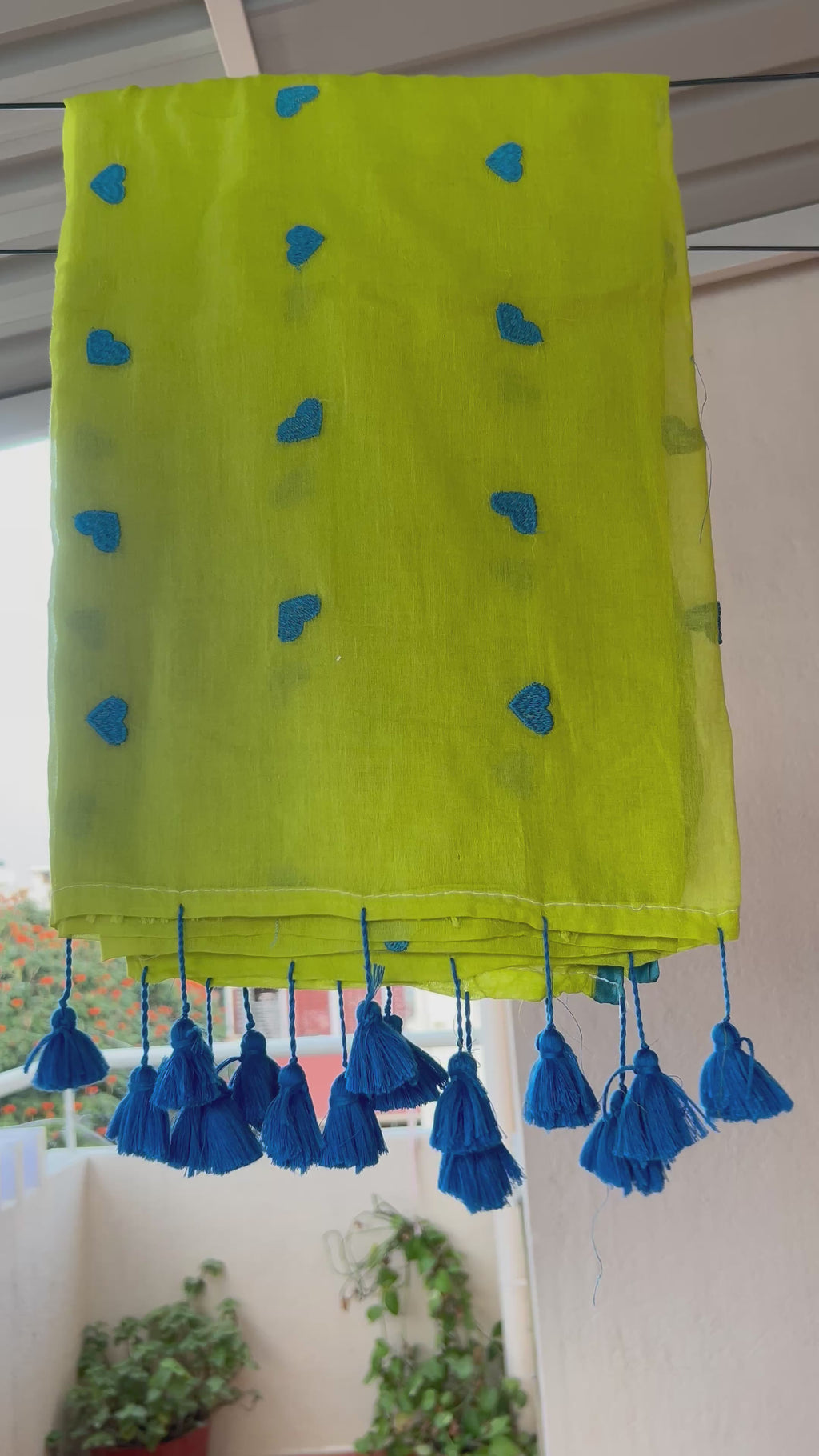 Rati's Whisper - Heart embroidered pure mul cotton saree