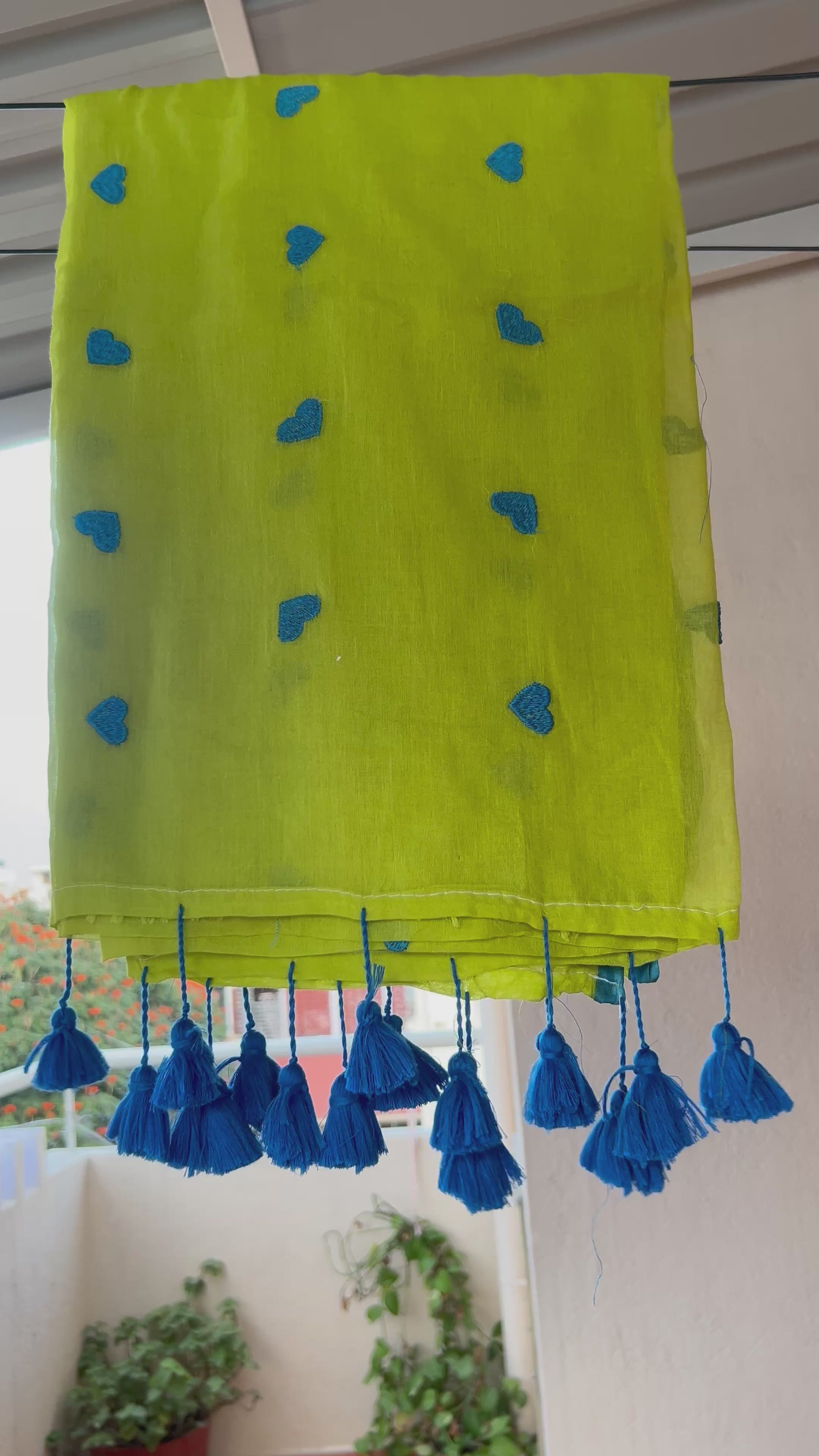 Rati's Whisper - Heart embroidered pure mul cotton saree